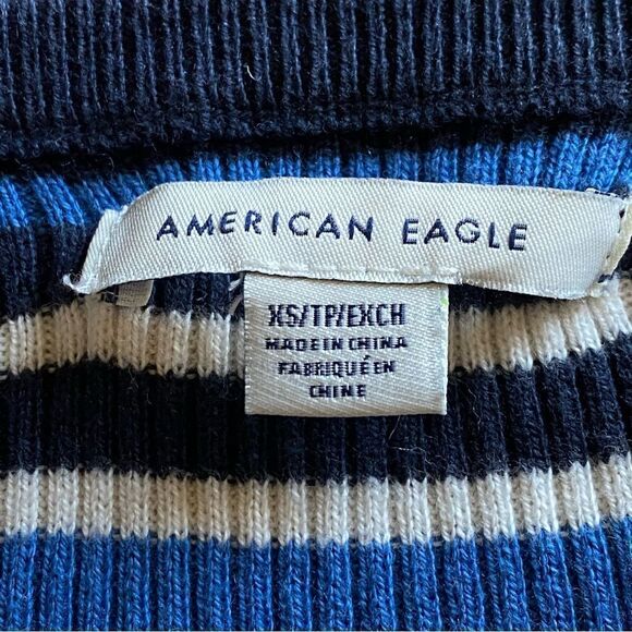 American Eagle Crop Top NEW Stripe Ribbed Stretch XS Baby Tee 90s - Picture 5 of 10